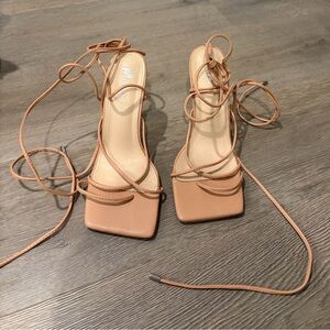 Mixx Shuz Tan Strappy Heels
